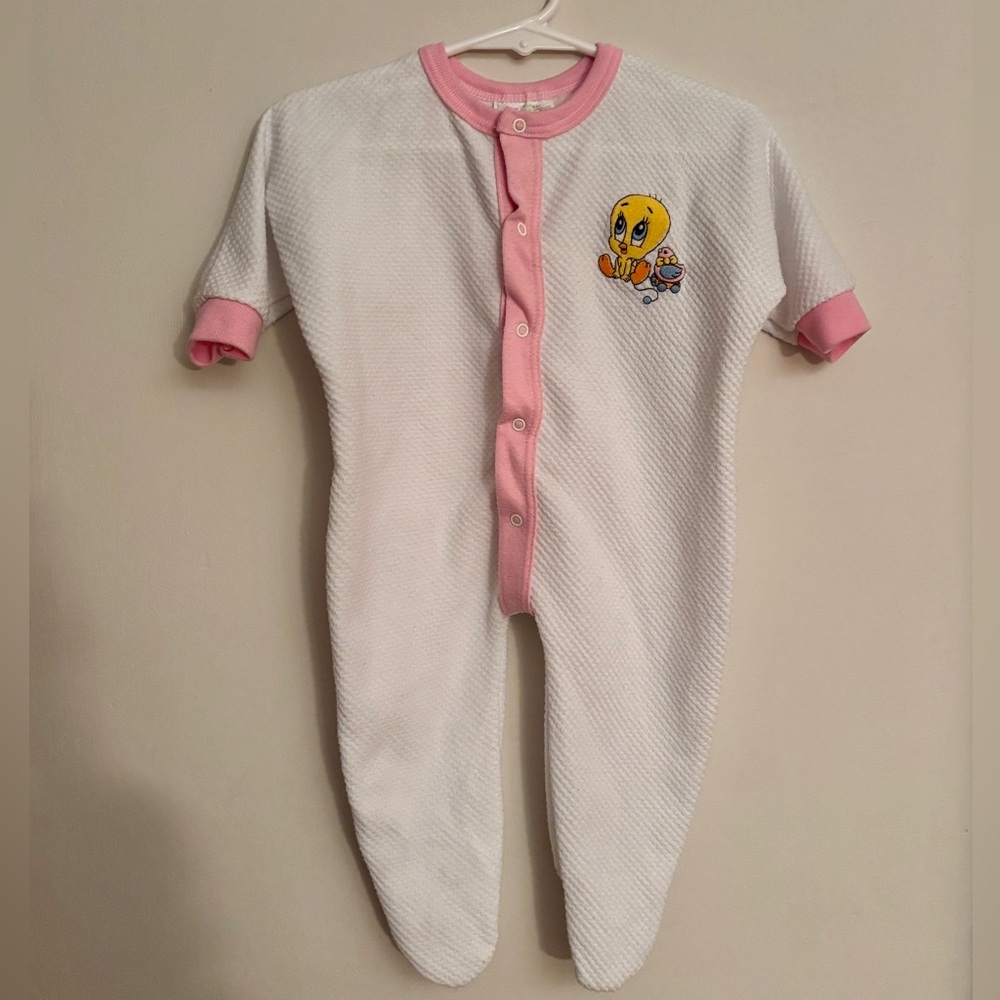 Looney Tunes Lovables Vintage 1996 Gerber Baby Tweety Bird Romper Outfit Medium